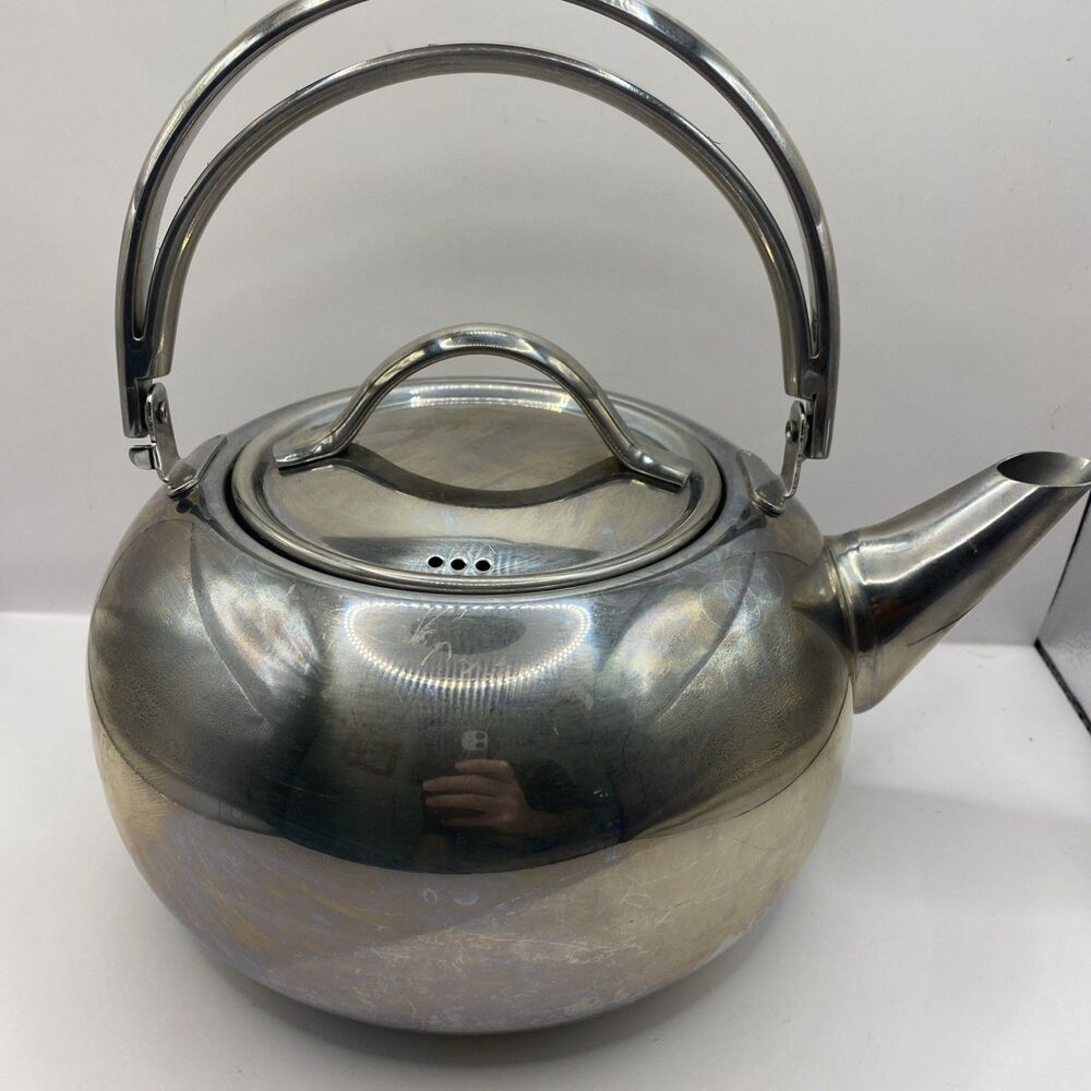 Vintage Revere Pro Line Teapot Stainless Steel 2.5 QT #6734 Korea